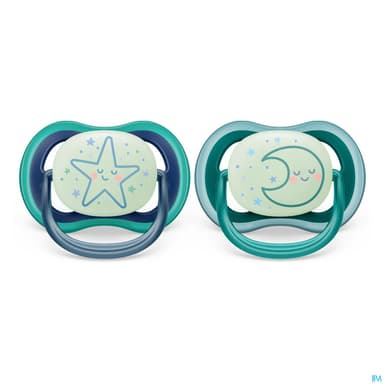 Avent Sucette Ultra Air Nuit 6/18mois X2