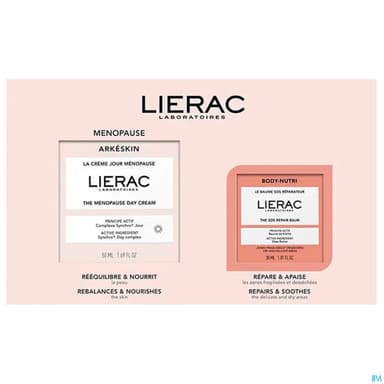 Lierac Arkeskin Coffret Menopause Et Body Nutri La Creme Jour 50ml + Le Baume Sos Reparateur 30ml