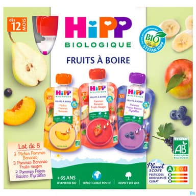 HIPP FRUIT M PACK+12M GOUR120ML8