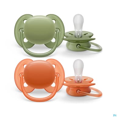 Avent Sucette Ultra Soft Scf093/01 Kaki/terracotta +18mois X2