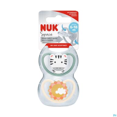 Nuk Sucette Silicone Space 6/18m Garcon X2