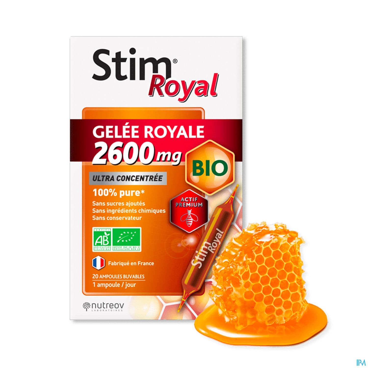 Nutreov Stim Royal Gelee Royale Bio 2600mg Ampoule Buvable 20