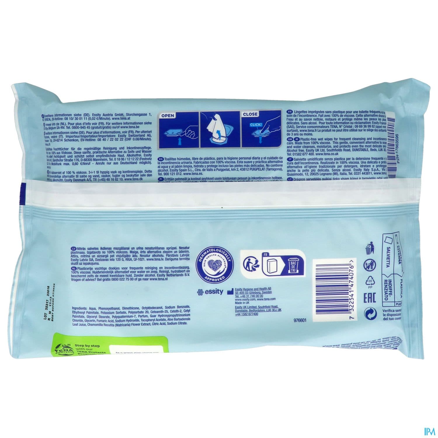 TENA WETWIPE LINGETTE S/PLAST 48