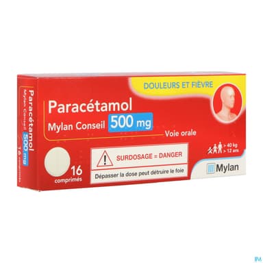 Paracetamol Mylan Conseil 500mg Comprime 16