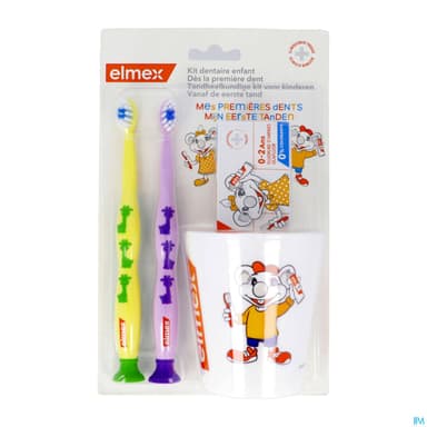 Elmex Debutant Brosse A Dents 0/3ans X2 + Dentifrice 50ml + Gobelet