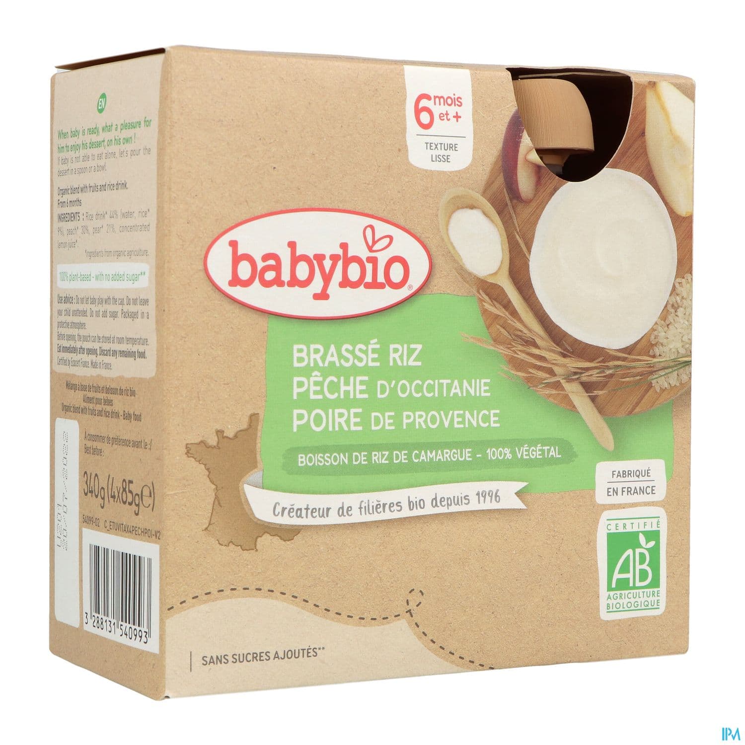 BABYBIO GOURD RIZ PECHE/POIR 4X85G