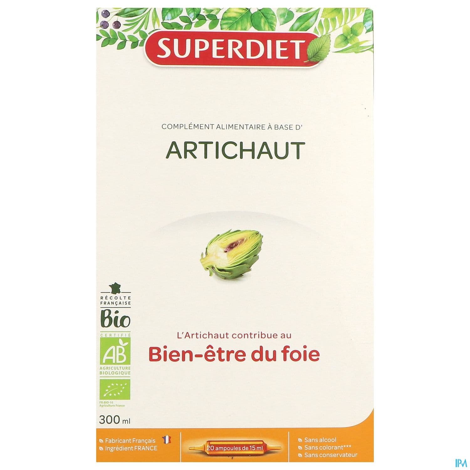 Superdiet Artichaut Bio Ampoule Buvable 15ml 20