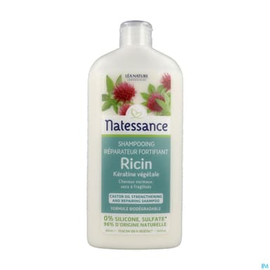 Natessance Naturel Shampooing Reparateur Fortifiant Ricin Keratine Vegetale 500ml