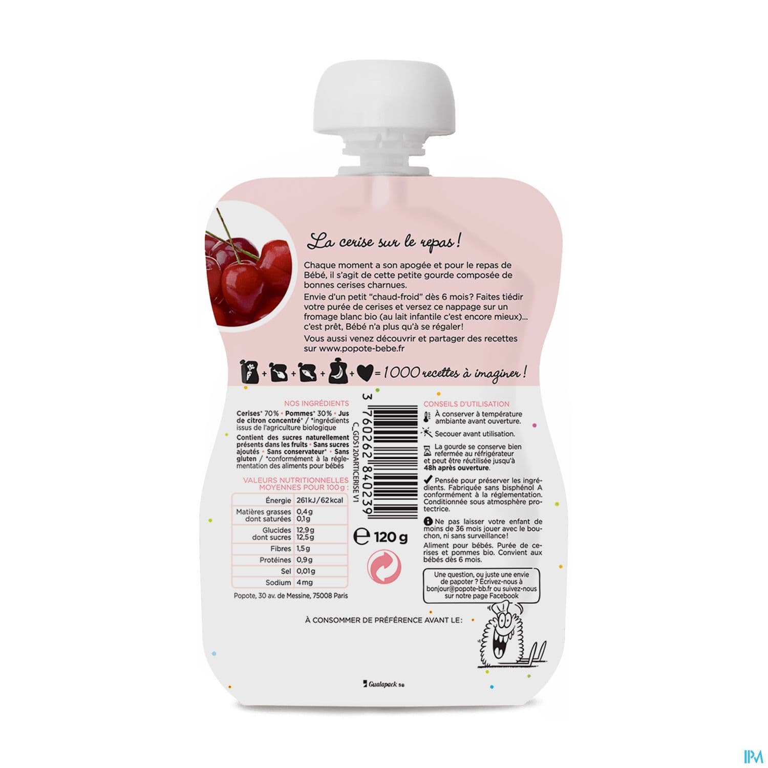 POPOTE COMPOTE CERISE 120G