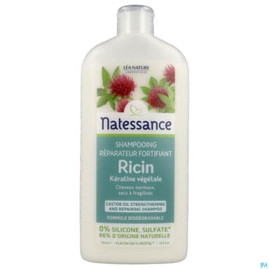 Natessance Naturel Shampooing Reparateur Fortifiant Ricin Keratine Vegetale 500ml