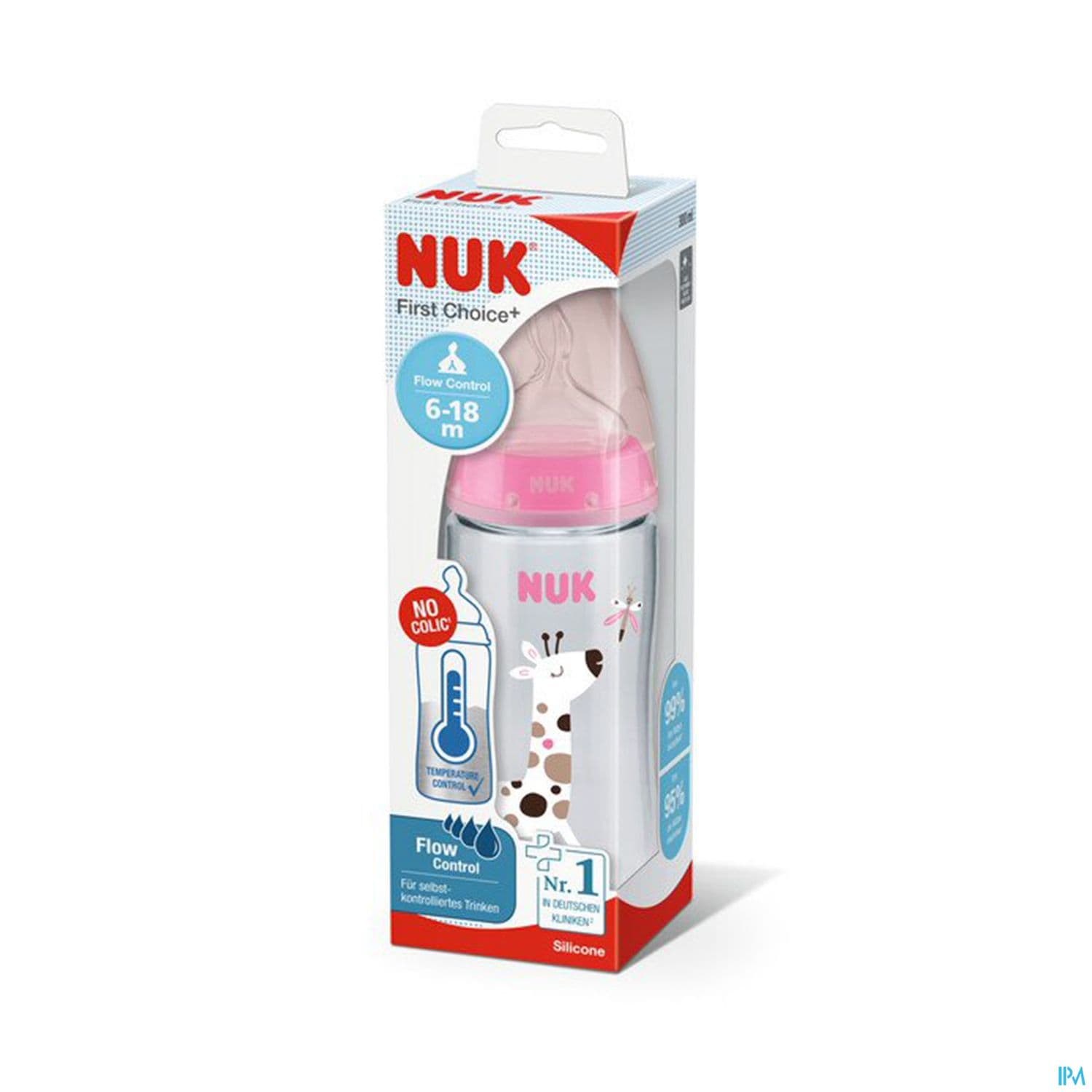 Nuk Biberon First Choise+ Fc+ Tc 360ml Silicone 6/18m Flow Control Fille