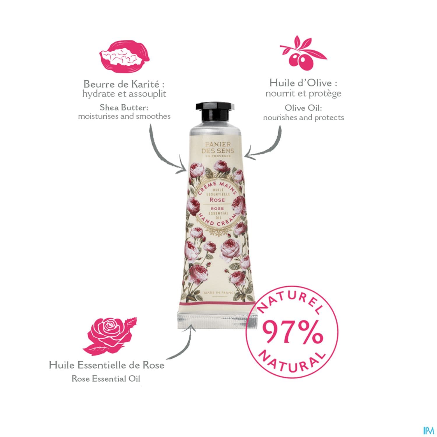 PANIER DES SENS CR MAIN ROSE 30ML