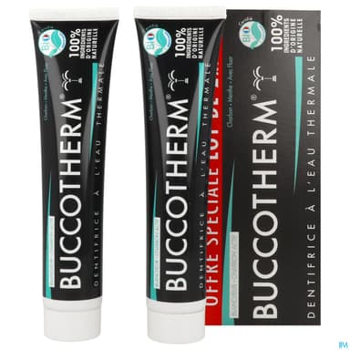 Buccotherm Dentifrice Bio Blancheur Charbon 75ml X2