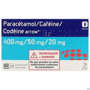 Paracetamol Cafeine Codeine Arrow 400mg/50mg/20mg Comprime 18