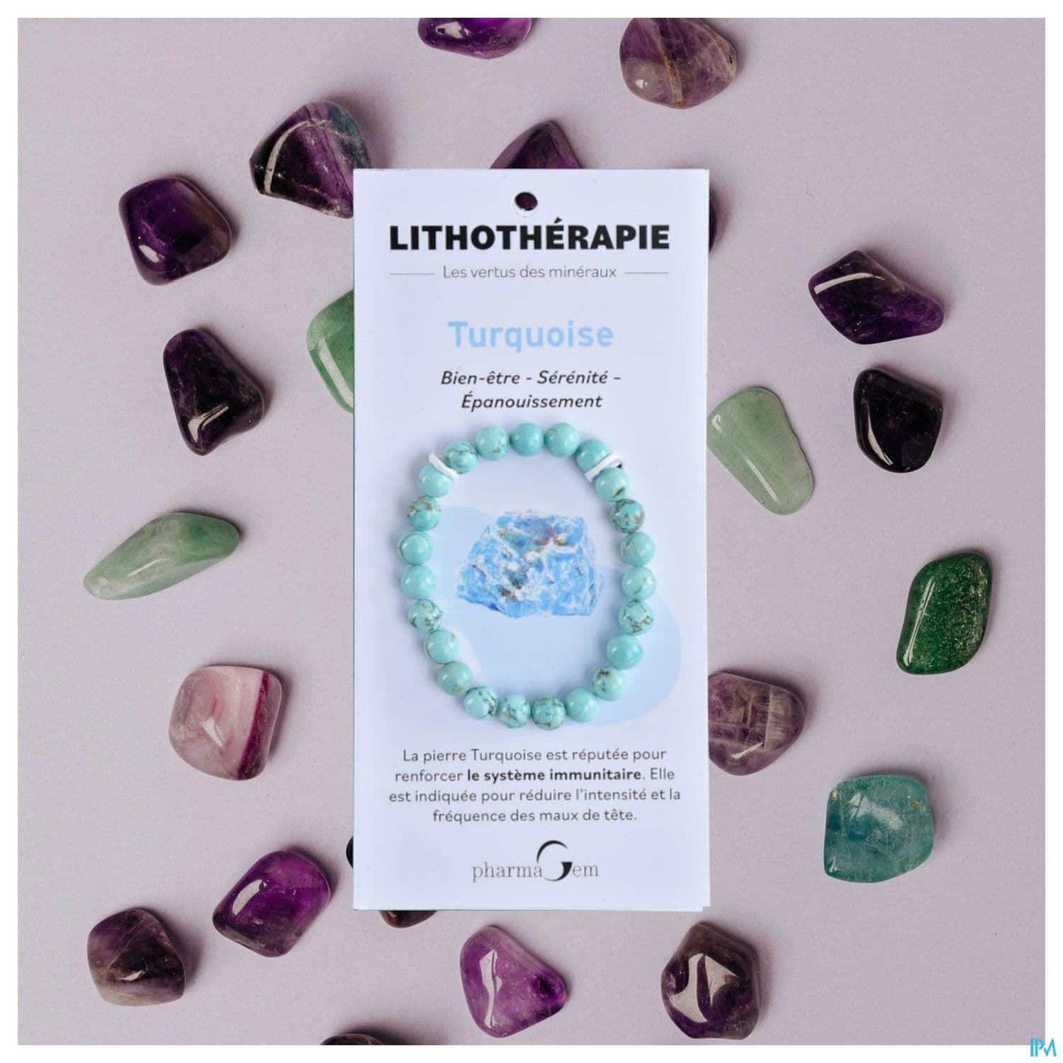 BRACEL LITHOTHERAP TURQUOISE 4MM