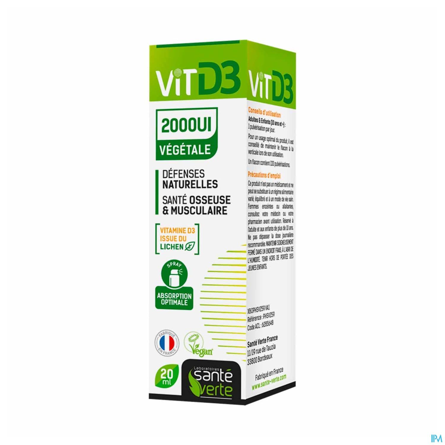 Sante Verte Vitd3 2000ui Vegetale Spray 20ml