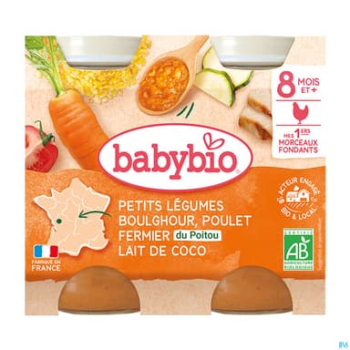 BABYBIO LEG/BOULG/POUL/COCO 2X200G