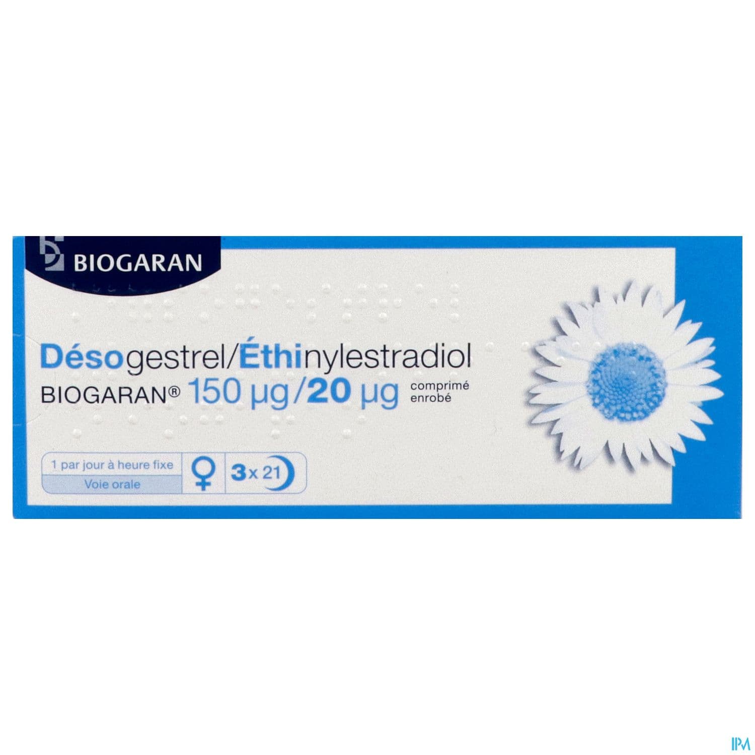 Desogestrel Ethinylestradiol Biogaran 150/20mcg Comprime 21 X3