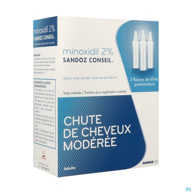 Minoxidil Sandoz Conseil 2% Solution Pour Application Cut 60ml X3