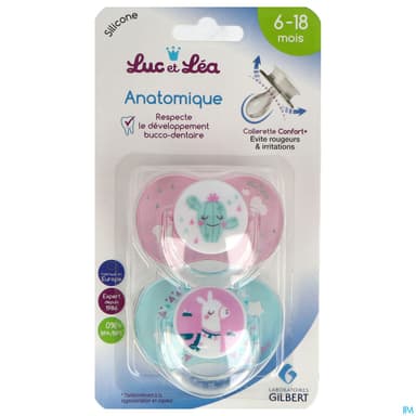 Luc Et Lea Sucette Anatomique Symetrique Lama Cactus 6/18m X2