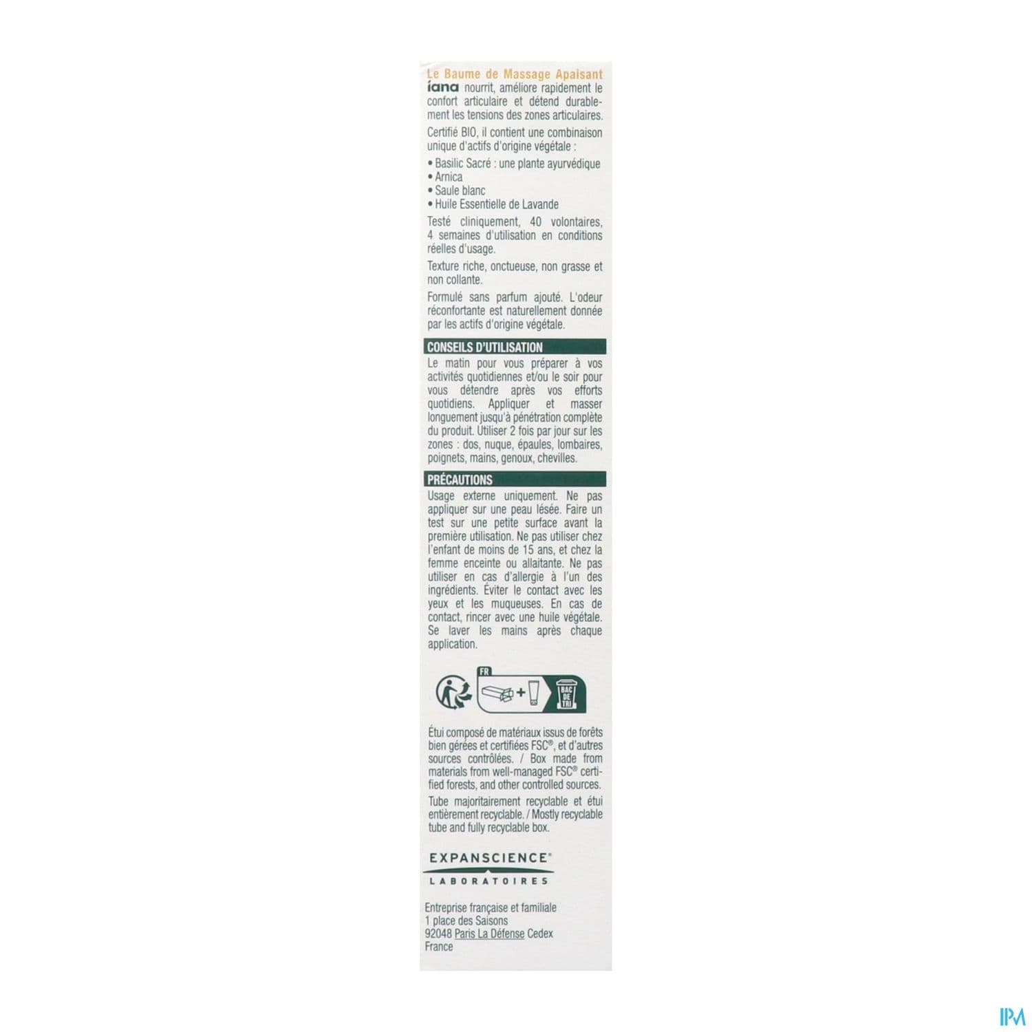 IANA BAUME MASSAGE APAISANT 100ML