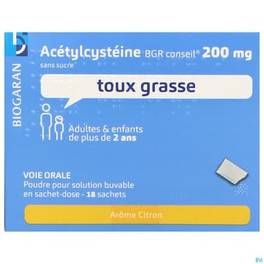 Acetylcysteine Bgr Conseil 200mg Sans Sucre Poudre Pour Solution Buvable Sachet 18
