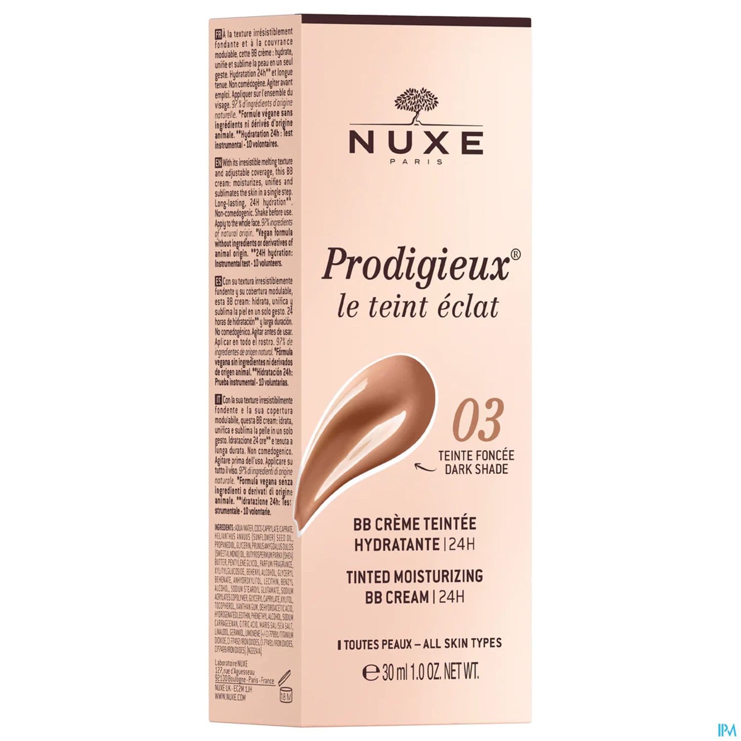 Nuxe Prodigieux Le Teint Eclat Bb Creme Teintee Hydratante 24h Teinte Foncee Tube 30ml