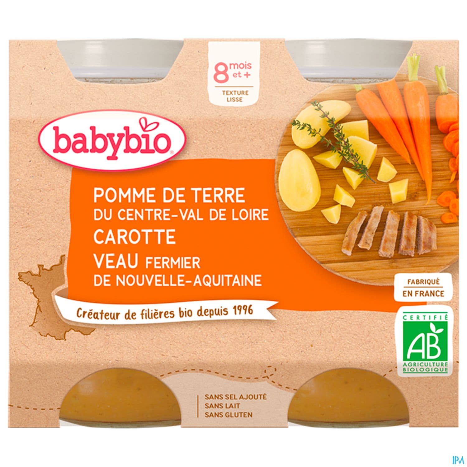 BABYBIO MENU PDT/CAROT/VEAU 2X200G