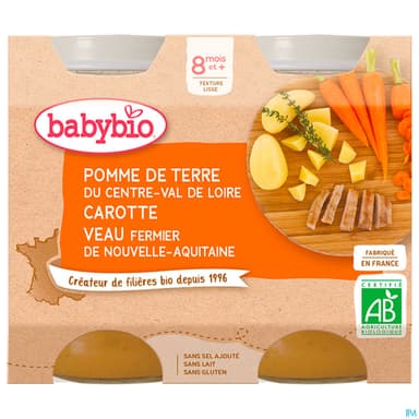 BABYBIO MENU PDT/CAROT/VEAU 2X200G