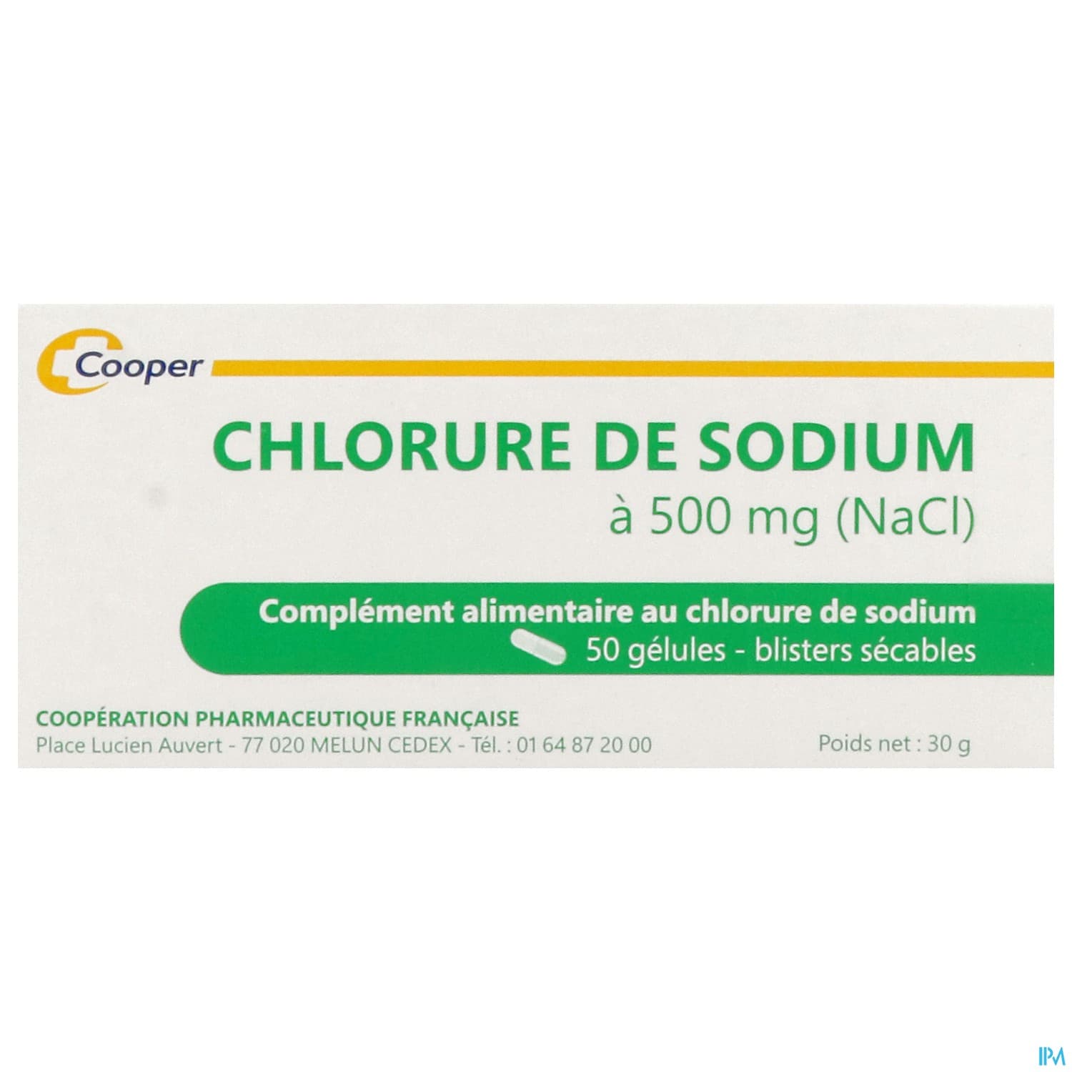 COOPER CHLORURE SODIUM 500MGGELU50