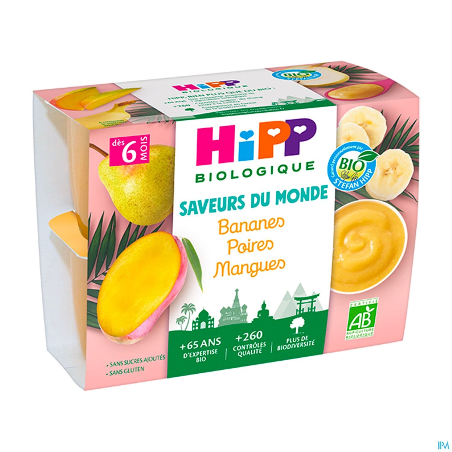 Hipp Saveurs Du Monde Banane Poire Mangue Bio Coupelle 100g X4