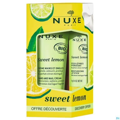 Nuxe Sweet Lemon Creme Mains Bio Tube 30ml + Stick Levres Bio 4g