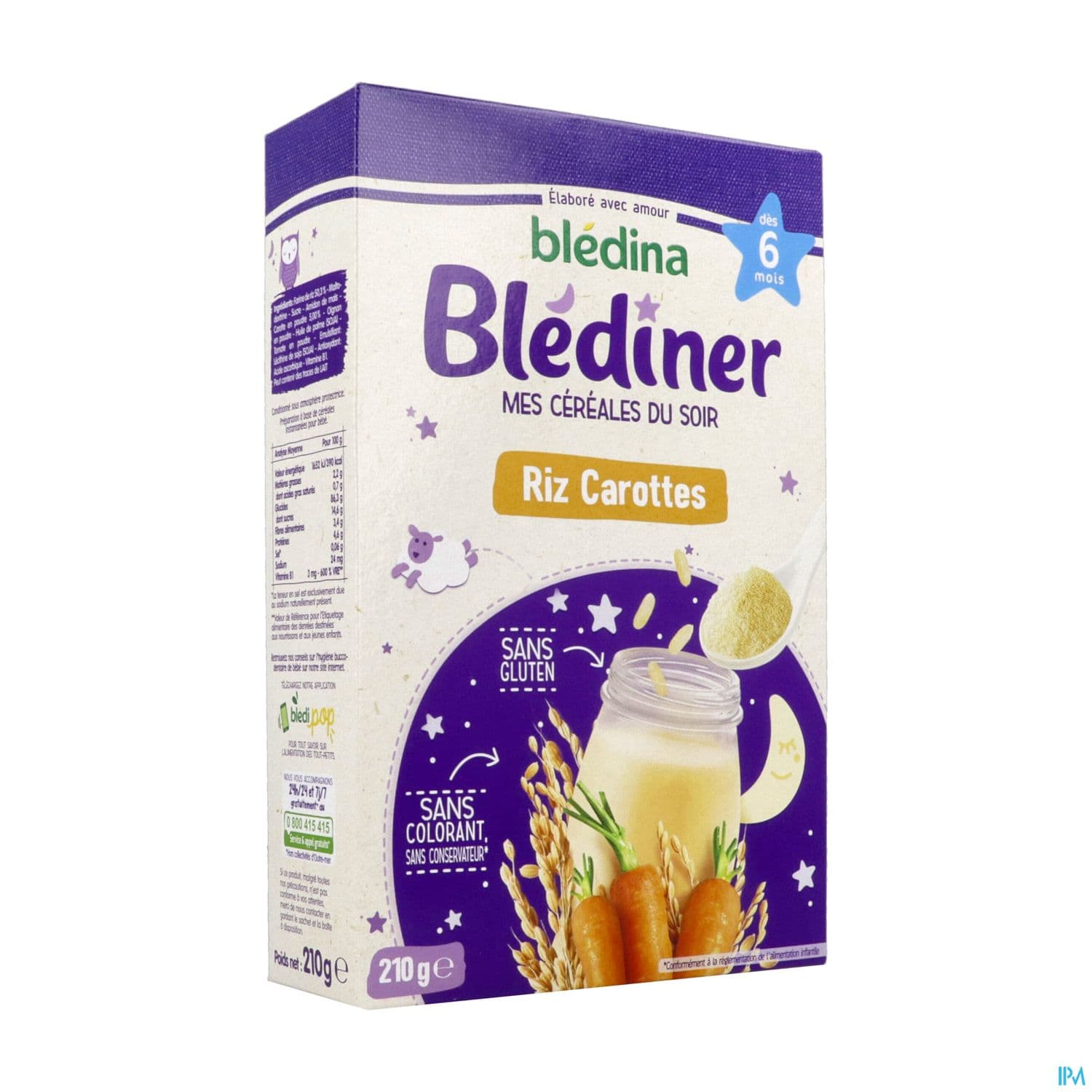 BLEDINER CEREALE RIZ CAROTTE 210G