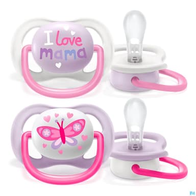 Avent Sucette Ultra Air Girl Love Mama 0/6mois Scf080/02 X2