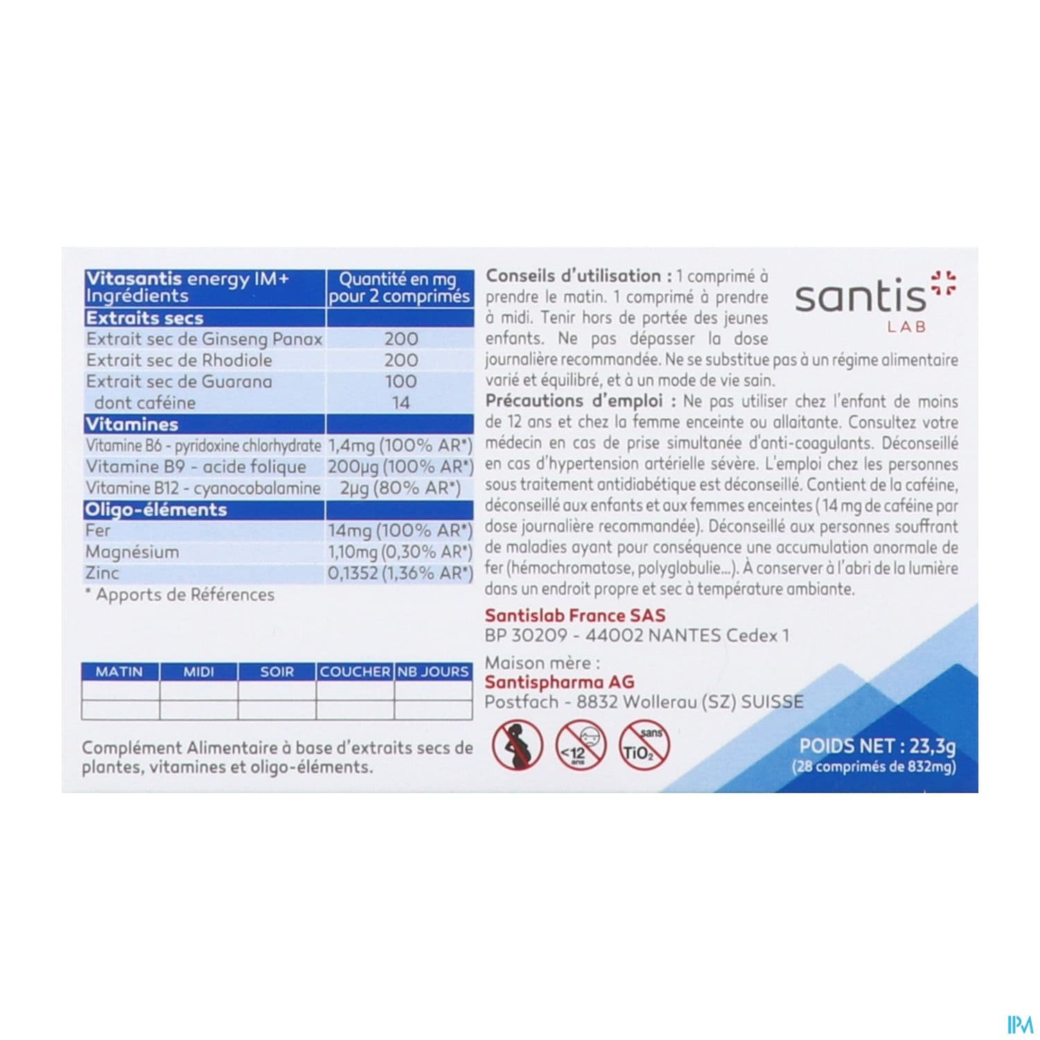VITASANTIS ENERGY IM+ CPR BT28