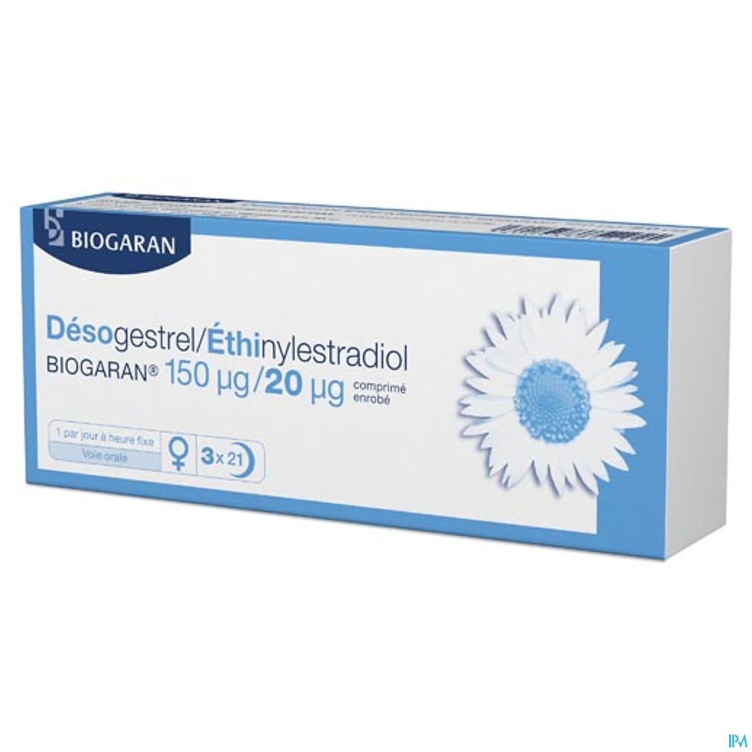Desogestrel Ethinylestradiol Biogaran 150/20mcg Comprime 21 X3