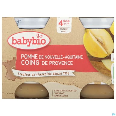 BABYBIO POMME COING 2X130G