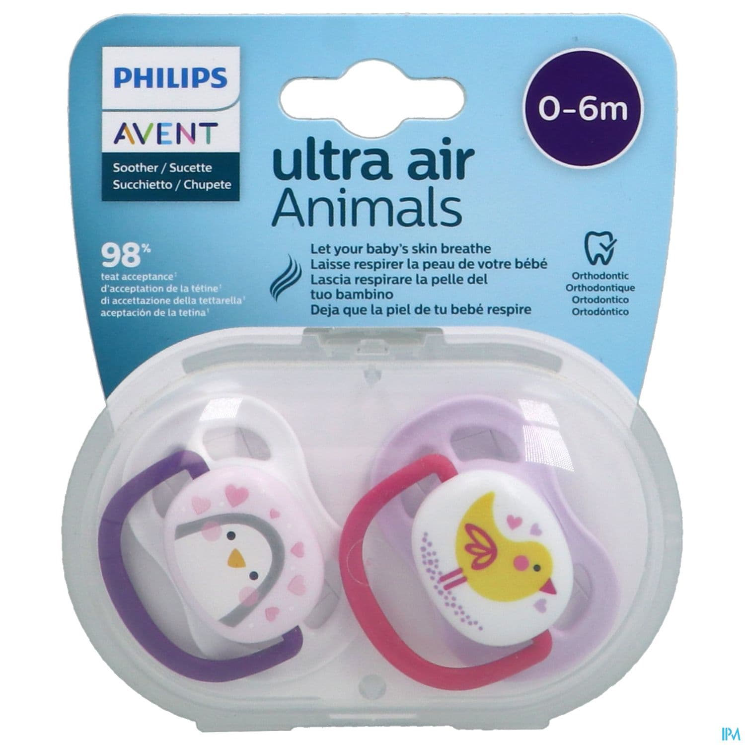 Avent Sucette Ultra Air Mixte Animaux 0/6mois Scf080/11 X2