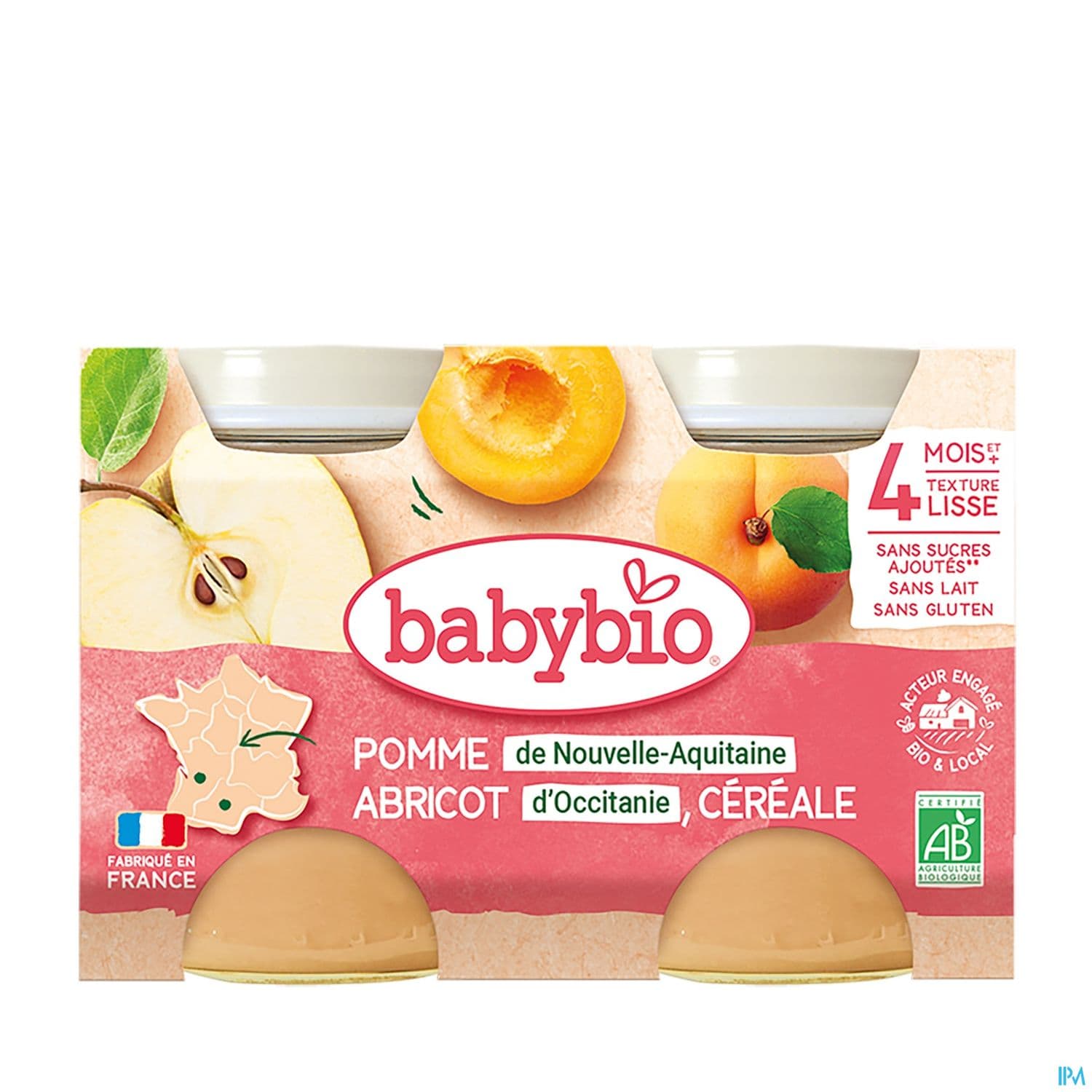 Babybio Pomme De Nouvelle Aquitaine Abricot D'occitanie Cereales 4m 130g X2