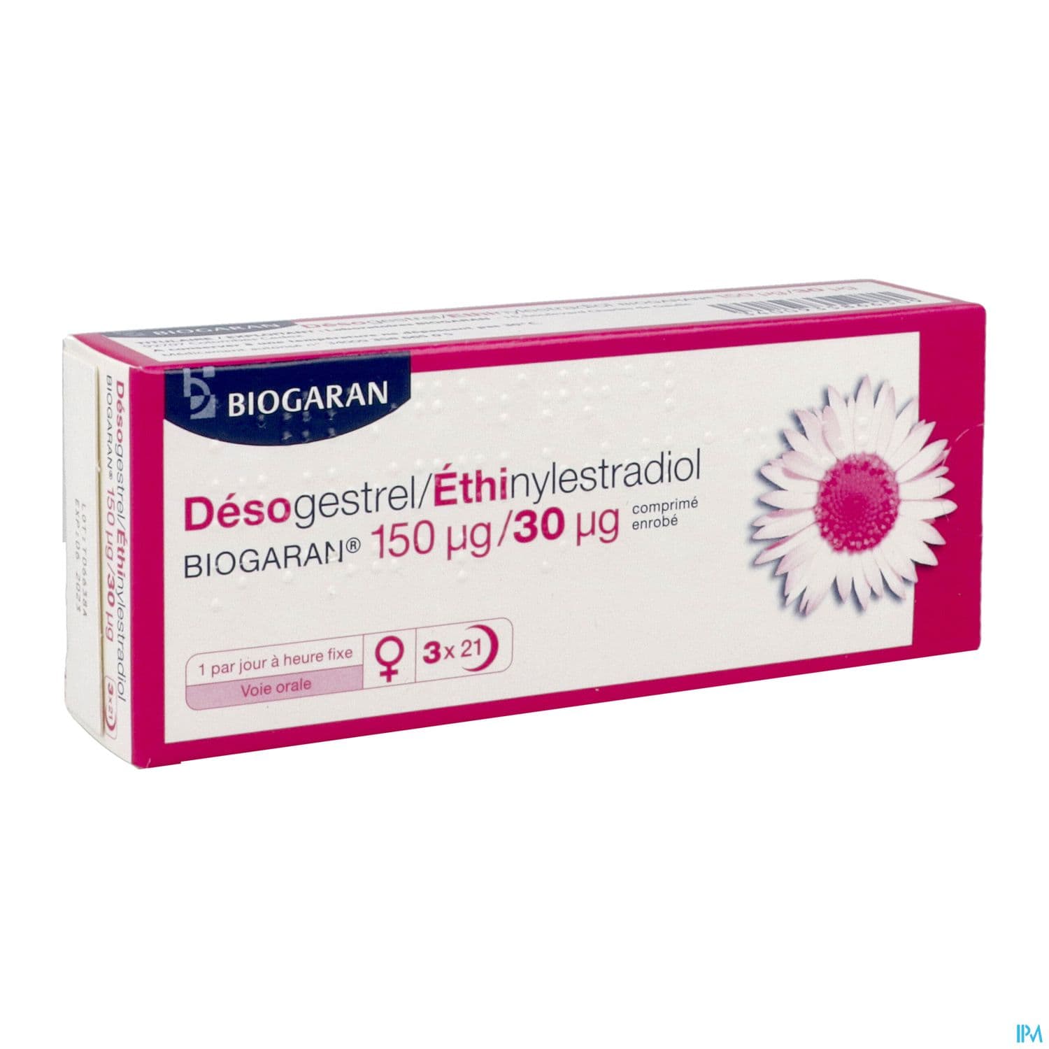 Desogestrel Ethinylestradiol Biogaran 150/30mcg Comprime 21 X3