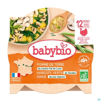 BABYBIO ASSIETTE H/VERT DINDE