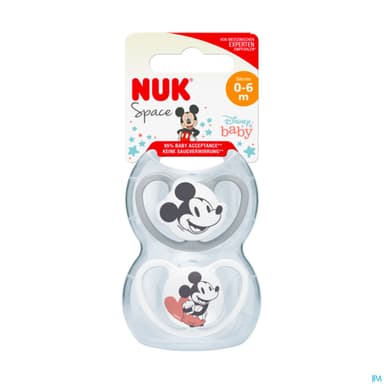Nuk Sucette Silicone Space 0/6m Mickey X2