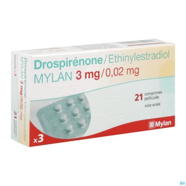 Drospirenone Ethinylestradiol Mylan 0mg02/3mg Comprime 21 X3