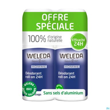 WELEDA HOM DEOD 24H ROLLON 50MLX2