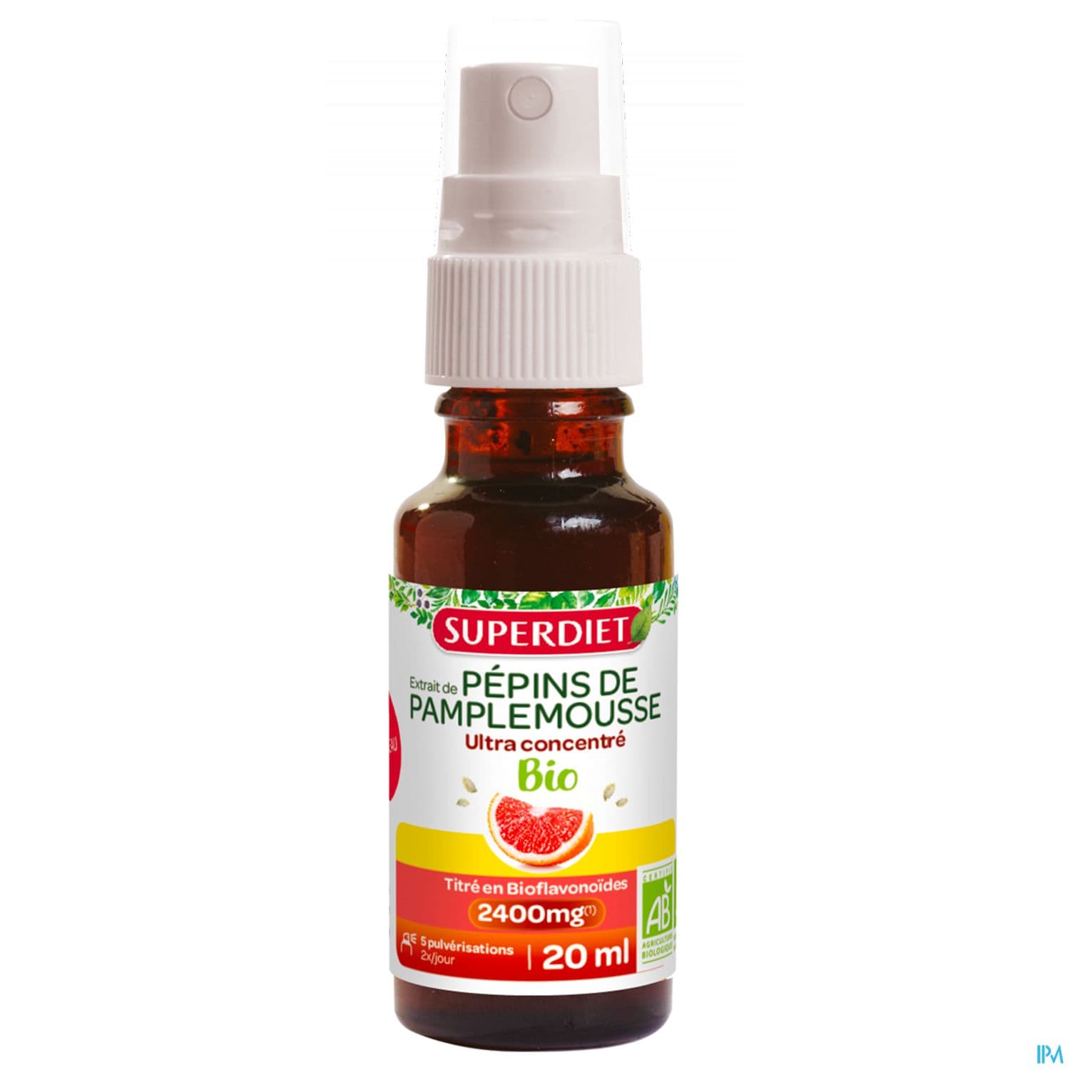 Superdiet Extrait De Pepins De Pamplemousse 2400mg Bio Solution 20ml