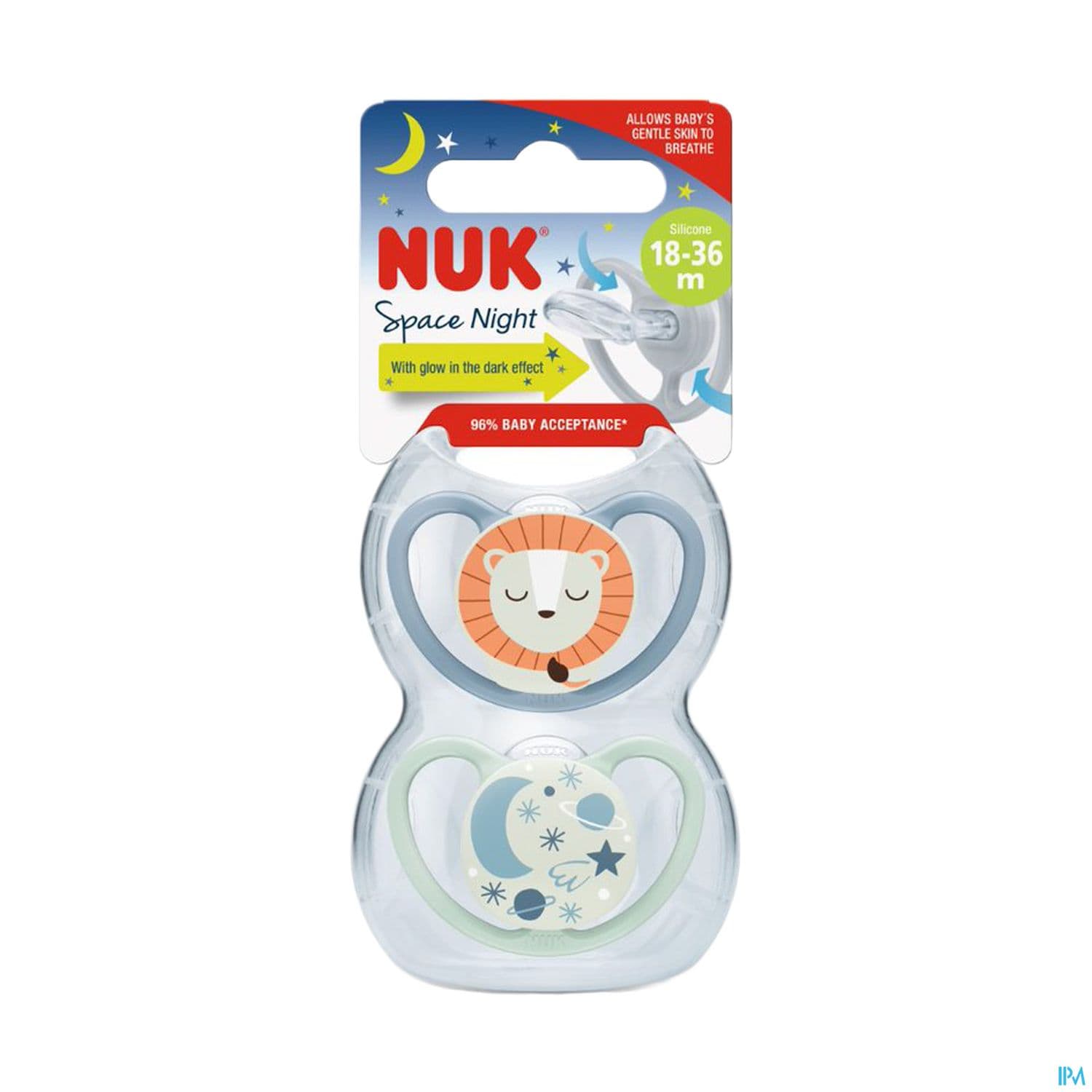 Nuk Sucette Silicone Space 18/36m Nuit Garcon X2 — Pharmacie du Pilori