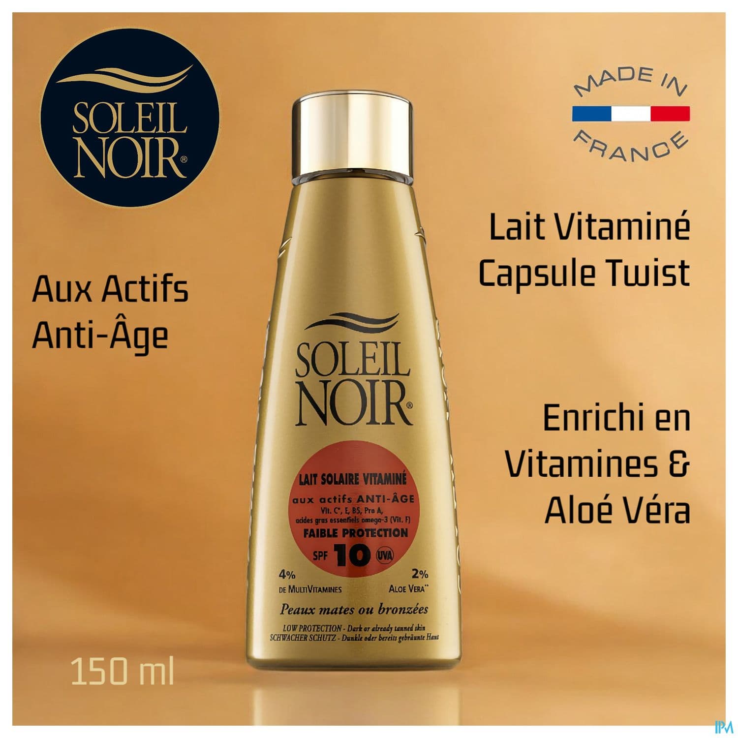 Soleil Noir Lait Solaire Vitamine Ip 10 Faible Protection 150ml