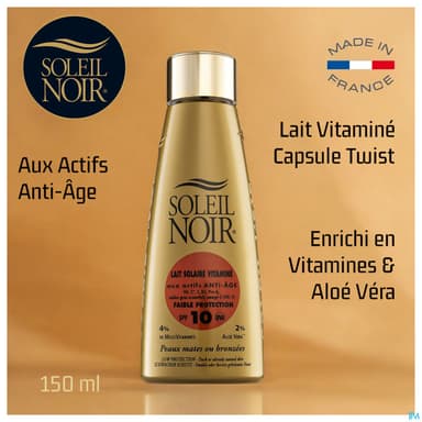 Soleil Noir Lait Solaire Vitamine Ip 10 Faible Protection 150ml
