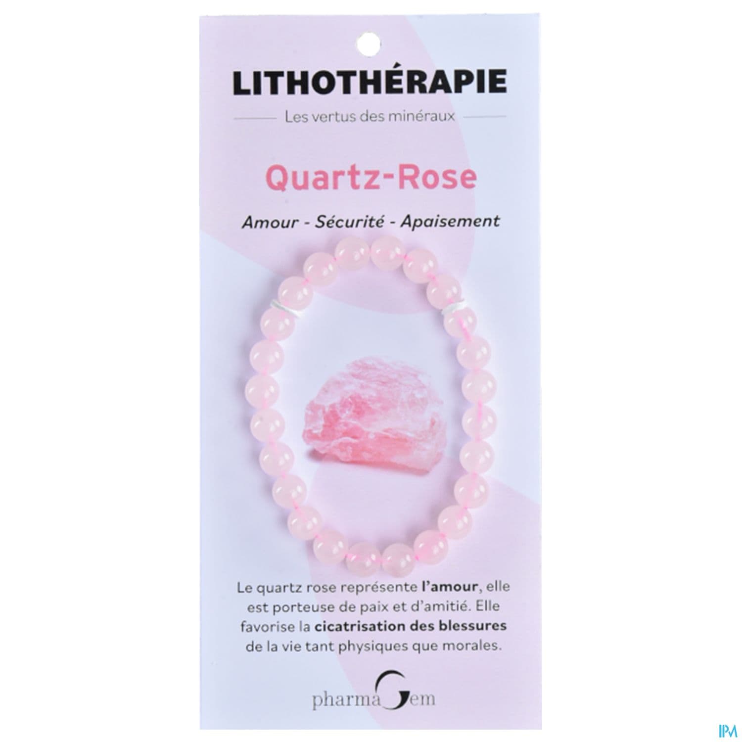 BRACEL LITHOTHERAP QUARTZ ROSE 8MM