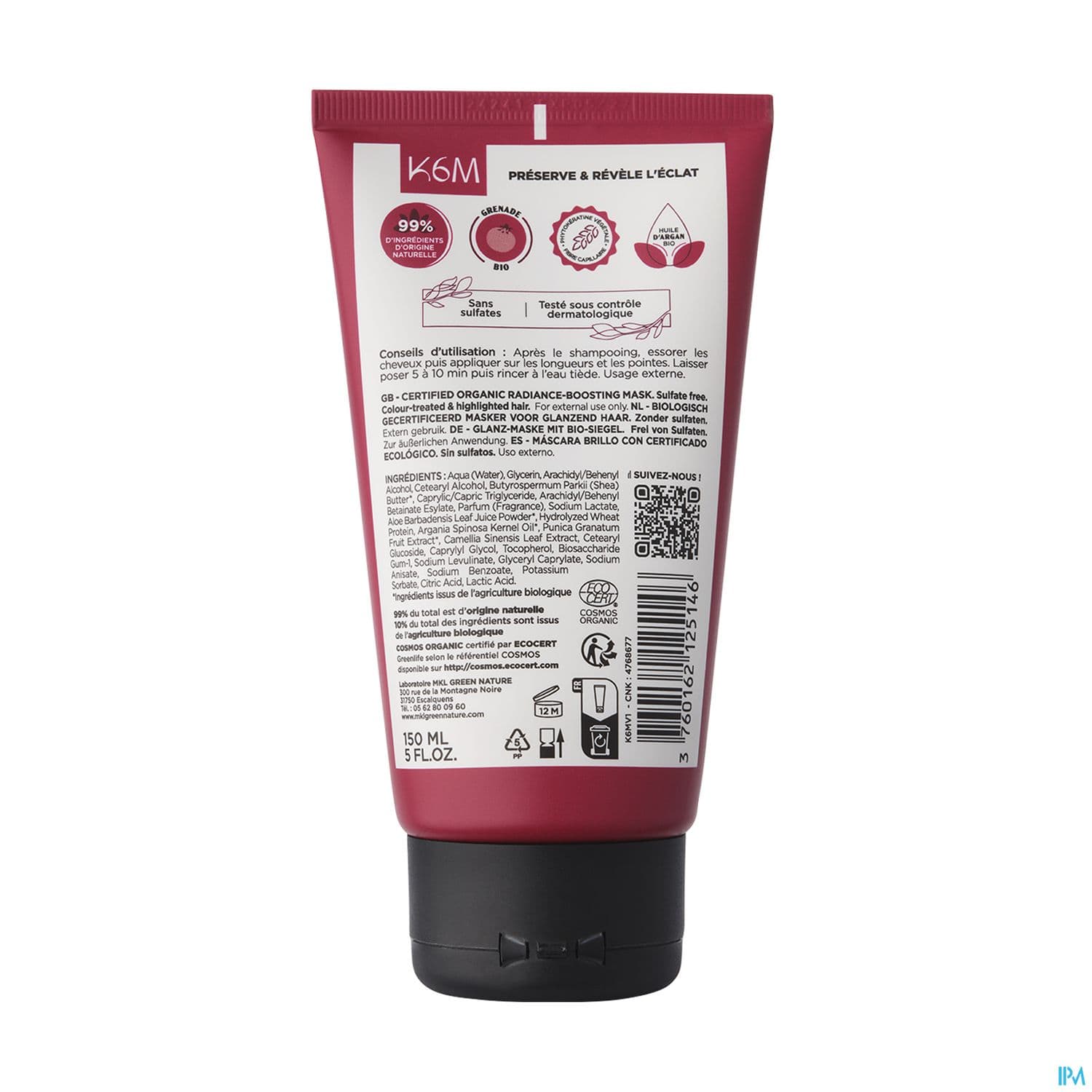 Mkl Green Nature Masque Eclat Cheveux Colores Bio 150ml